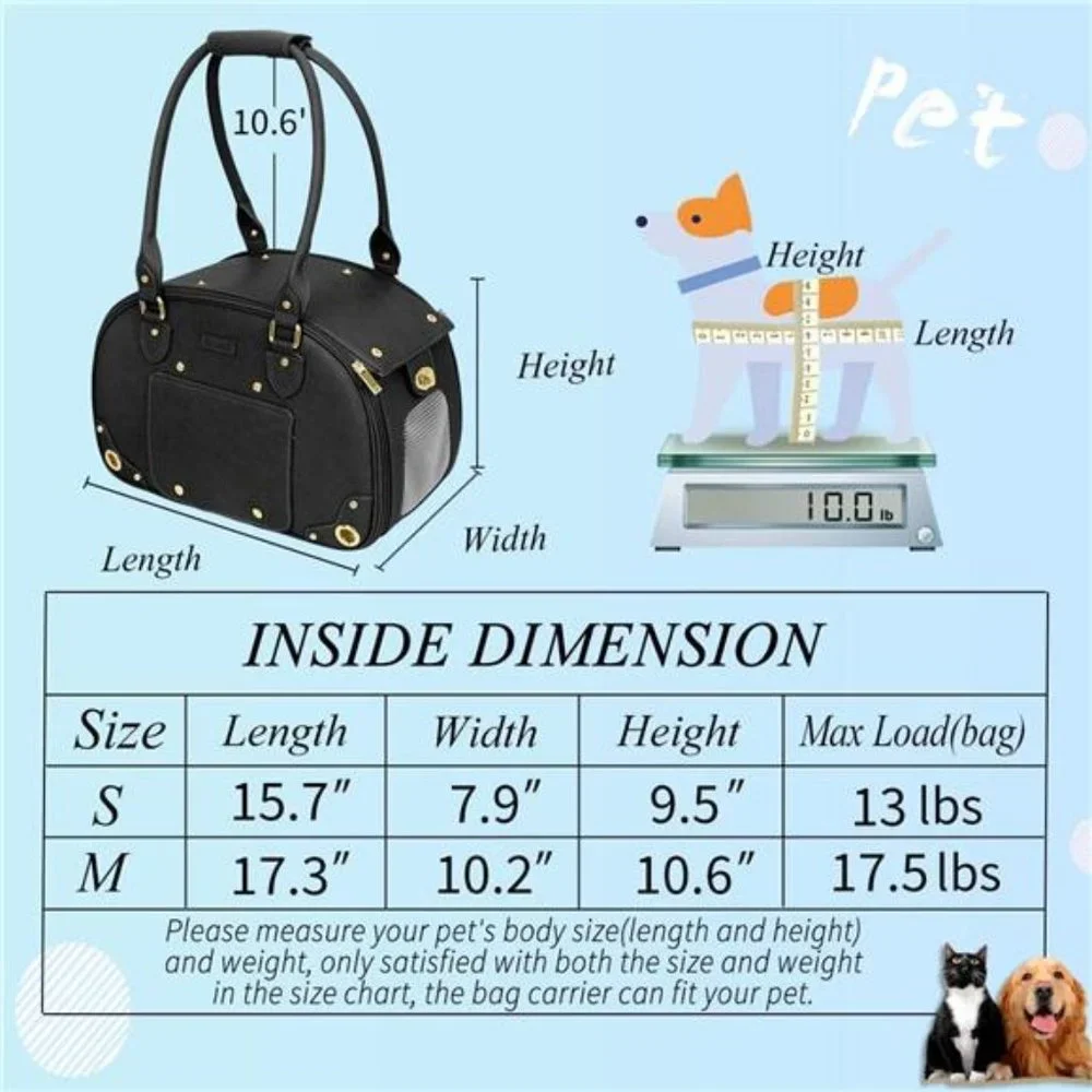 Pet Carrier Foldable Waterproof PU Leather Pet Travel Portable Bag